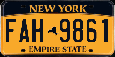 NY license plate FAH9861