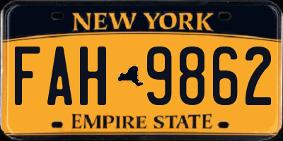 NY license plate FAH9862