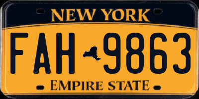 NY license plate FAH9863