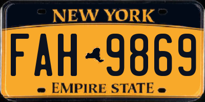 NY license plate FAH9869