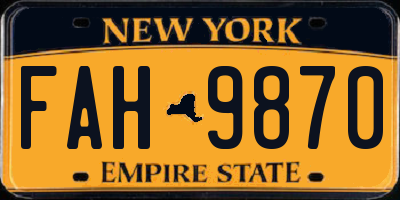 NY license plate FAH9870