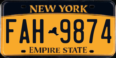 NY license plate FAH9874
