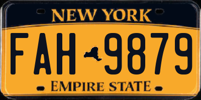 NY license plate FAH9879