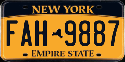 NY license plate FAH9887
