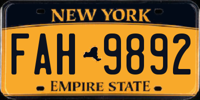 NY license plate FAH9892