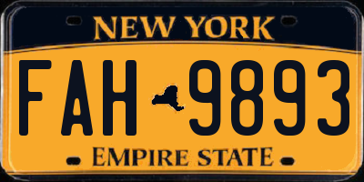 NY license plate FAH9893