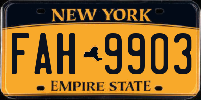 NY license plate FAH9903