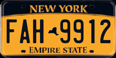 NY license plate FAH9912