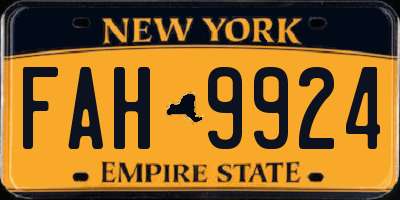 NY license plate FAH9924