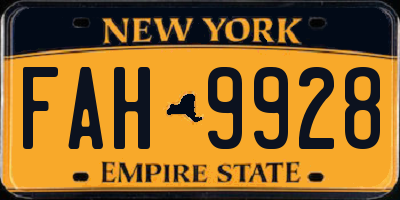 NY license plate FAH9928