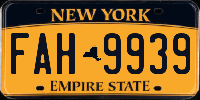 NY license plate FAH9939