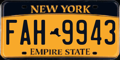 NY license plate FAH9943