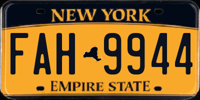 NY license plate FAH9944