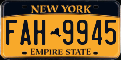 NY license plate FAH9945