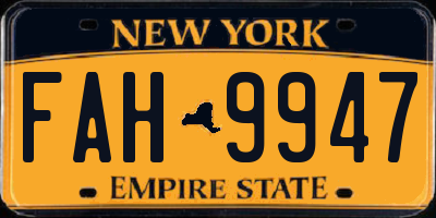 NY license plate FAH9947