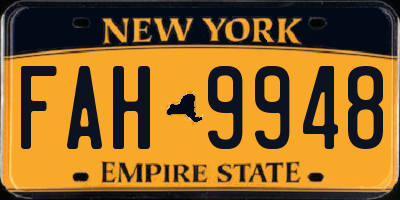 NY license plate FAH9948