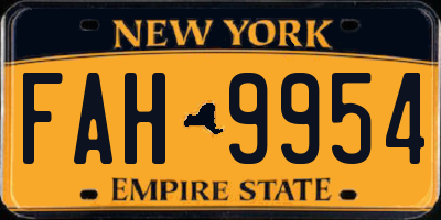 NY license plate FAH9954