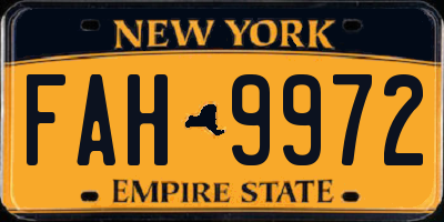 NY license plate FAH9972