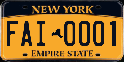 NY license plate FAI0001