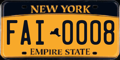 NY license plate FAI0008