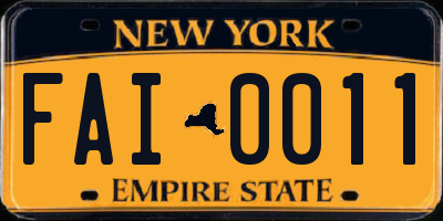 NY license plate FAI0011