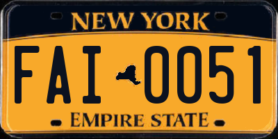 NY license plate FAI0051