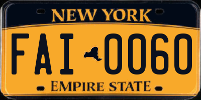 NY license plate FAI0060