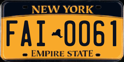 NY license plate FAI0061
