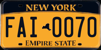 NY license plate FAI0070