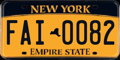 NY license plate FAI0082