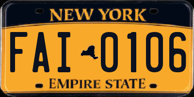 NY license plate FAI0106