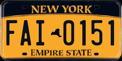 NY license plate FAI0151
