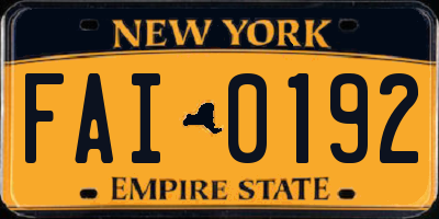 NY license plate FAI0192