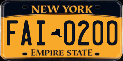 NY license plate FAI0200