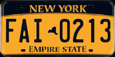 NY license plate FAI0213