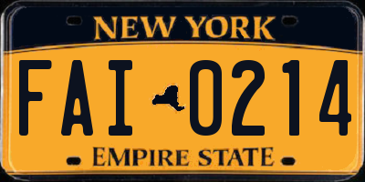 NY license plate FAI0214