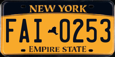 NY license plate FAI0253