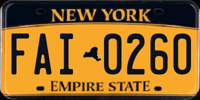 NY license plate FAI0260