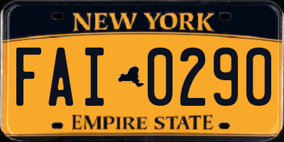 NY license plate FAI0290
