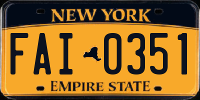 NY license plate FAI0351