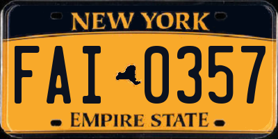 NY license plate FAI0357