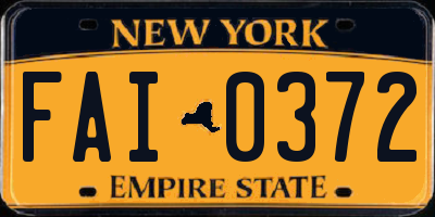 NY license plate FAI0372