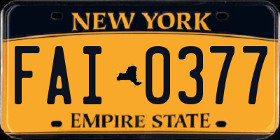 NY license plate FAI0377