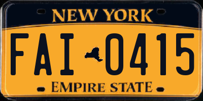 NY license plate FAI0415