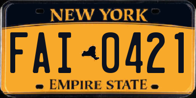NY license plate FAI0421