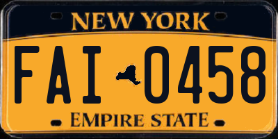 NY license plate FAI0458