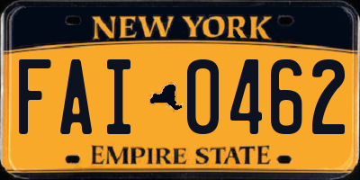 NY license plate FAI0462