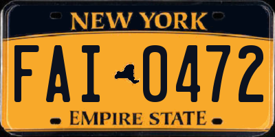 NY license plate FAI0472