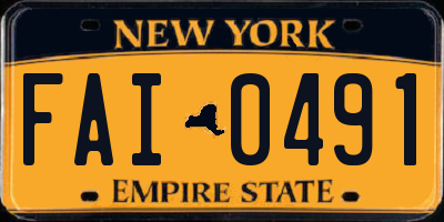 NY license plate FAI0491