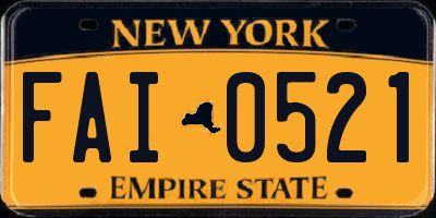 NY license plate FAI0521